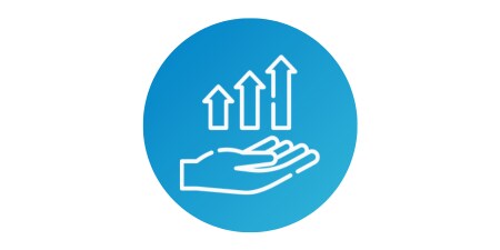 Pictogram met hand en pijlen
